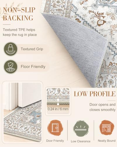 OLANLY 5x7 Washable Area Rugs, Soft Non Slip Carpet for Bedroom Living Room - Image 7