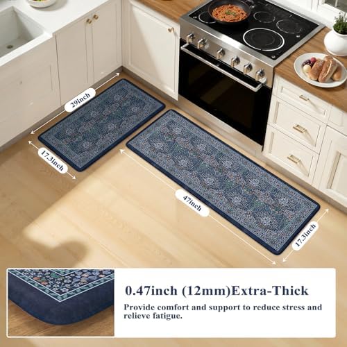 Collive Anti Fatigue Mats for Kitchen Floor, Dark Blue Kitchen Rugs - Image 2