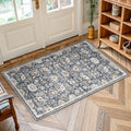 Amada Small 2x4 Washable Area Rug for Entryway, Blue/Brown, Vintage Pattern by AMADAHOMEFURNISHING