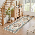 Madane Washable Runner Rug 2x6 Runners for Hallways Non Slip, Orange/Blue by Madane
