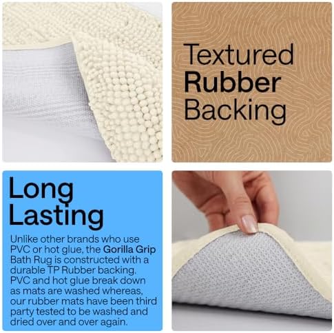 GORILLA GRIP Bath Rug Mat for Bathroom, Thick Chenille, 36x24 Ivory Cream - Image 3
