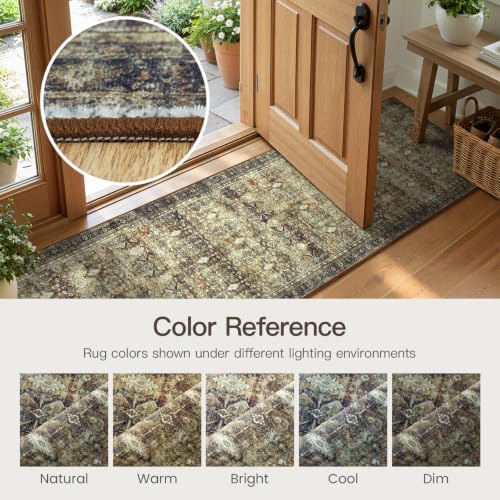 2x6 Area Rugs for Hallways, Brown Washable Non-Slip Kitchen Runner Rug - Image 7