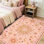 Vacuum-Friendly, 4x6 Washable Area Rug, Pink Gold Beige Red - Image 2