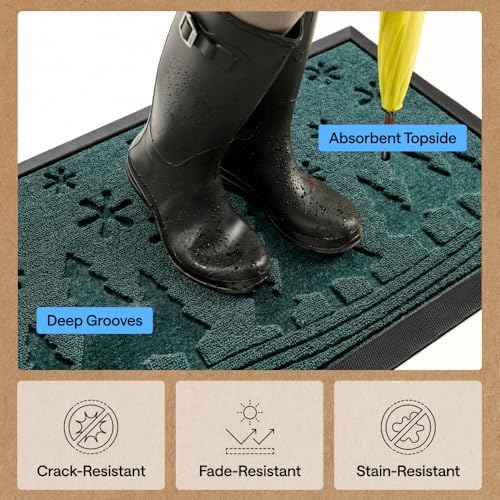 GORILLA GRIP WeatherMAX Door Mat, Indoor Outdoor, 35x23, Green Snowscape - Image 5