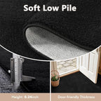 3x5 Black Solid Area Rug Washable Non-Slip Soft Thin for Bedroom Kitchen - Image 5