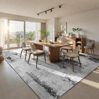 Living Room Rug 9x11 Ink Black Area Rugs Machine Washable Abstract Boho Large Rug Non-Slip Non-Shedding Faux Wool Indoor Vintage Carpet for Bedroom, Classroom, Dining Room, Kids Playroom - Image 2