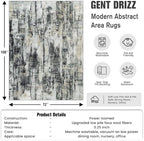 6x9 Area Rugs for Living Room: Washable Abstract Black Grey Gold Carpet - Image 2