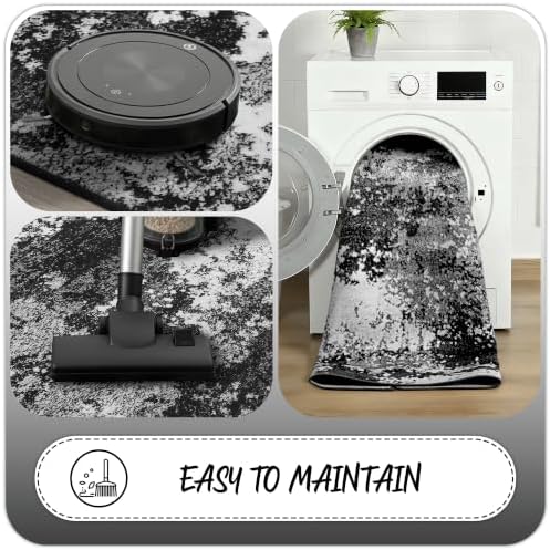 Black Washable Rug 4x6 Entryway Rugs for Living Room Bedroom Carpet - Image 6