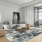 5x7 Area Rugs for Living Room: Washable Abstract Black Grey Gold Carpet - Image 4