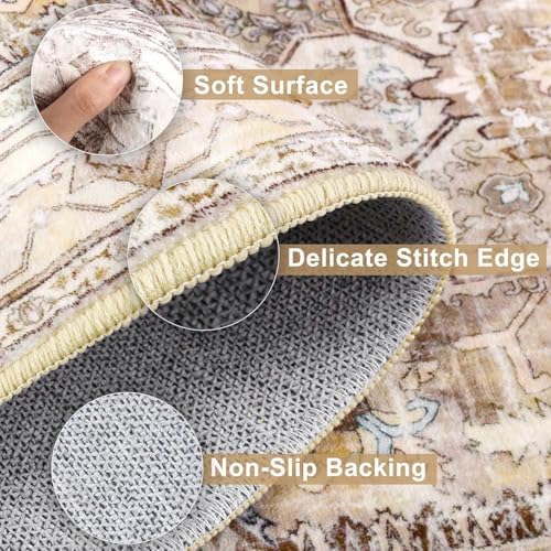 Yamaziot Washable Runner Rug, 3x8 Non-Slip Boho Vintage Hallway Kitchen Rug - Image 2