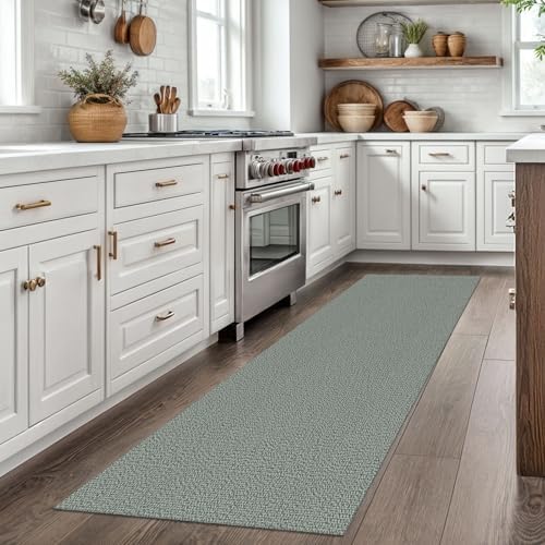 EARTHALL Washable Runner Rug, Non Slip Entryway Runner, 2x7 Ft, Green/Grey - Image 5
