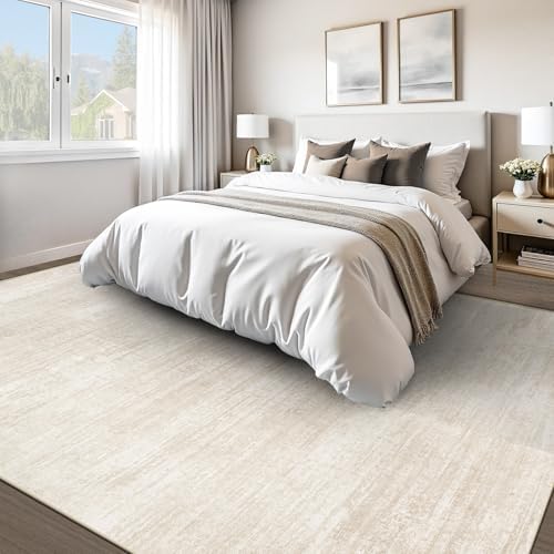 pmtsns Area Rugs 10x14 Living Room: Washable Rug Modern Abstract Neutral Soft Non-Slip Low-Pile Indoor Large Carpet for Bedroom Dining Room Playroom Home Office (Beige, 10'x14') - Image 2