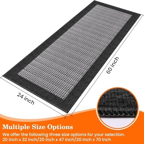 StepRite Kitchen Rugs, Kitchen Mats for Floor, 60"x24" Non-Slip Machine-Washable Kitchen Throw Rug, Absorbent Runner Rugs Office, Sink Standing Desk Mat, Decor Carpet, Black - Image 2