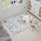 2x3 Washable Entryway Rug: Modern Abstract Soft Carpet Blue Grey - Image 3