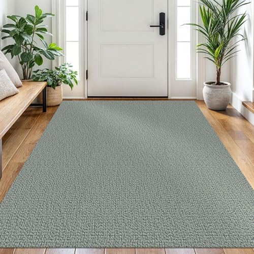 EARTHALL Washable Area Rug, Non Slip Entryway Rug, 4x6 Ft, Green/Grey by Unknown