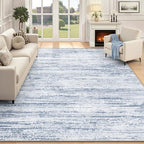 Area Rug 5x7 Living Room Rugs: Washable Modern Rug Non-Slip Soft Rugs Stain Resistant Printed Rug Indoor Carpet for Bedroom Kitchen Dining Room Nursery Home(Dark Blue, 5'x7') by ZomfyRugs
