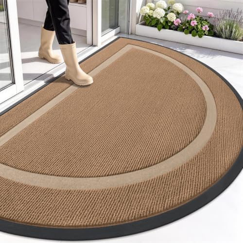 OLANLY Half Circle Front Door Mat Outside 71x47 All-Season Rubber Doormat by OLANLY