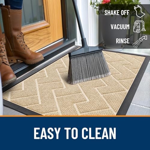 OLANLY Front Door Mat Outside 59x23, All-Season Absorbent Rubber Doormat - Image 6