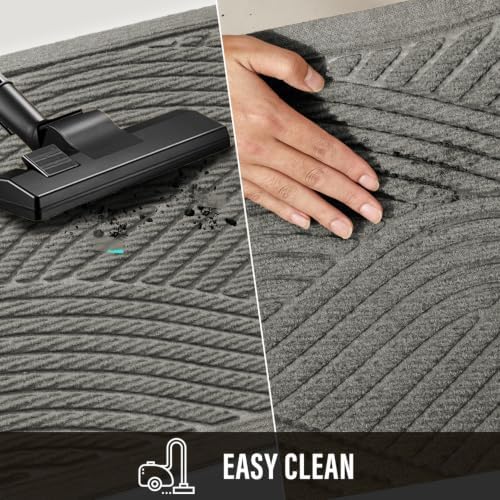 HIYARD Sturdy Front Door Mat, Absorbent Muddy Dirt Resist Welcome Door Mats Outdoor Indoor, Stain and Fade Resistant, Non-Slip Backing Entry Mat Low Profile Doormat for Entryway, 29×17, Light Grey - Image 7