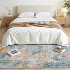 Entryway Rug 3x6 Blue Bedroom Area Rug Washable Non Slip Abstract Boho Rugs for Indoor Entry, Kitchen, Classroom, Bathroom, Kids Girls Room, Office, College Dorm Small Carpet - Image 3