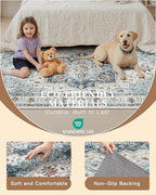 Madane Hallway Runner Rug 2'6''x16' Kitchen Runners Vintage, Blue - Image 5