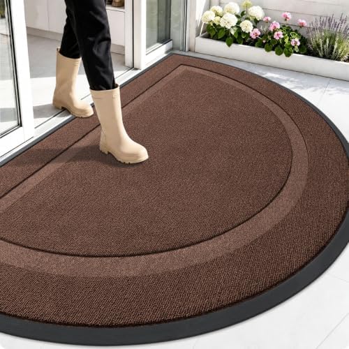 OLANLY Half Circle Front Door Mat Outside 59x34 All-Season Rubber Doormat by OLANLY