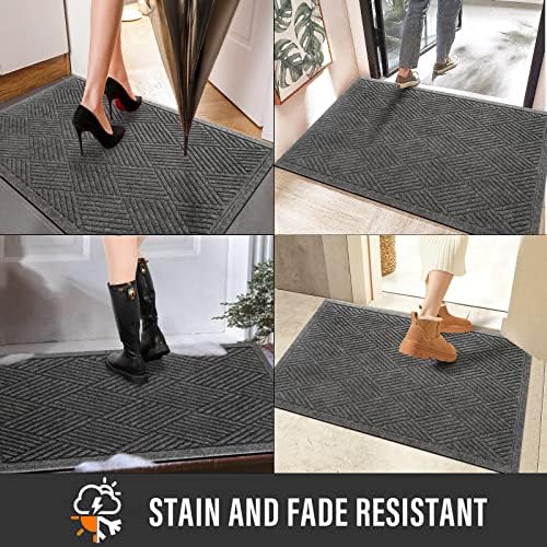 HIYARD Sturdy Front Door Mat, Absorbent Muddy Dirt Resist Welcome Door Mats Outdoor Indoor, Stain and Fade Resistant, Non-Slip Rubber Backing Low Profile Doormat for Entryway, 60×36, Grey - Image 5