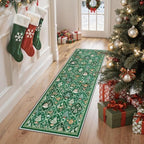 Madane Washable Christmas Runner Rug 2x6 - Green Rug Runners for Hallways - Image 2
