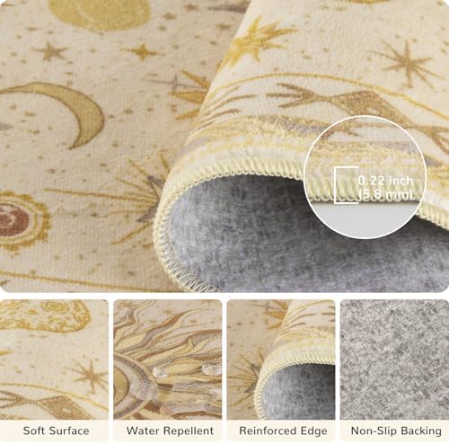 Vacuum-Friendly, 2x10 Washable Area Rug, Beige Camel Brown - Image 3