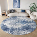 Blue Round Rugs 6ft Washable Circle Area Rug for Entryway Kitchen, Non Slip Soft Low Pile Stain Resistant, Boho Circular Carpet for Living Room Bedroom Dorm Dining Room Table, Abstract Navy by Acapet