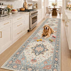 RELEANY Washable Area Rug, Runner 3'x12', Beige/Blue/Orange - Image 2