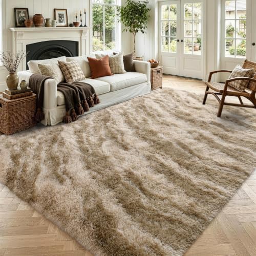 6x9 Large Khaki Fluffy Soft Area Rug Non-Slip for Living Room Bedroom by ModernHomeDecor