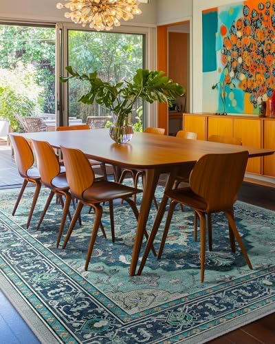 RELEANY Washable Area Rug, 8'x10', Teal - Image 3