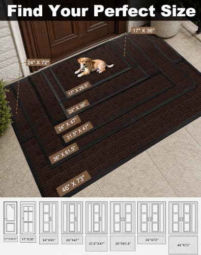 Mibao Front Door Mat Outdoor Entrance, 36" x 24" Heavy Duty Welcome Mat for Outdoor and Indoor, Waterproof Dirt Trapper Doormat, Super Absorbent Indoor Entryway Mat for Patio & Porch - Brown - Image 3