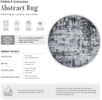 Round Area Rug Living Room: 8 ft Modern Washable Carpet Dark - Image 2
