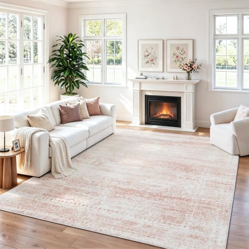 Pink Washable Rugs 8x10 Area Rugs for Living Room,Bedroom,Nursery,Carpet - Image 7