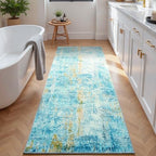 2x6 Teal Blue Rug Runners for Hallways Kitchen Runner Rug Non Slip Washable Long Runner Rugs with Rubber Backing Soft Abstract Carpet Runner for Bedroom, Kitchen, Bathroom, Entryway - Image 4
