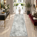 RELEANY Washable Runner 2'x6' Abstract Area Rug for Hallway Gray White by RELEANY