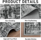 8x10 Area Rugs for Living Room: Washable Abstract Black Bedroom Carpet - Image 5