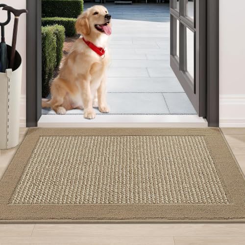 BEQHAUSE Indoor Door Mat 24" x 36", Dirt Trapper Door Mats, Beige by BEQHAUSE