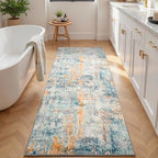 Runner Rug for Kitchen Hallways Runner Rug Non Slip 2'6''x8' Washable Blue Long Runner Rugs with Rubber Backing Soft Abstract Carpet Runner for Entryway, Kitchen, Bedroom, Bathroom - Image 4