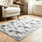 3x5 Tie-Dyed Grey and White Fluffy Area Rug Non-Slip for Bedroom Entryway - Image 3