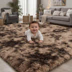 PLHXFR 4x6 Area Rug Living Room: Fluffy Bedroom Soft Shag Rug Coffee Brown by PLHXFRSoftAreaRugs
