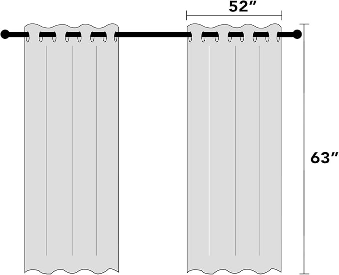 PrinceDeco 100% Black Out Curtains 63 Inch Length,Thermal Insulated Short Textured Grommets Curtains 2 Panels Set,Noise Reducing Window Treatment with White Liner, 52" W x 63" L,Stone