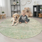 Round Area Rug Living Room: 4 ft Modern Washable Indoor Carpet - Image 3