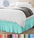 Wrap Around Queen Bed Skirt, Easy Fit Elastic Belt, 16 Inch Drop, Spa Blue by UTOPIABEDDING