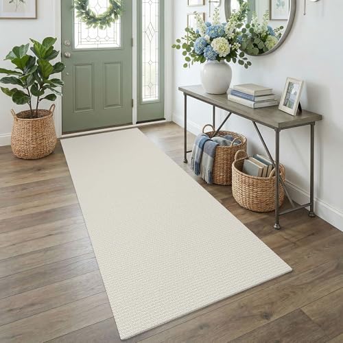 EARTHALL Washable Runner Rug, Non Slip Bedside Rug, 3x7 Ft, Cream/Grayish by Unknown