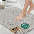 GORILLA GRIP Bath Rug Mat for Bathroom, Absorbent Chenille 30x20 Light Gray by GorillaGrip