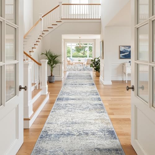 3x20 Runner Rug Non Slip,Washable Hallway Runner Rug,Blue by Restydon