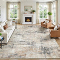 8x10 Area Rug for Living Room, Abstract Washable Non-Slip Large Rugs, Gold by Lofus
